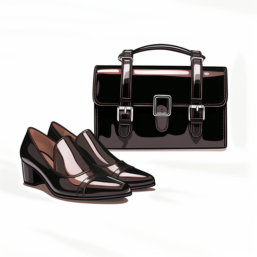 A Prada Cahier bag dupe next to a pair of matching shoes