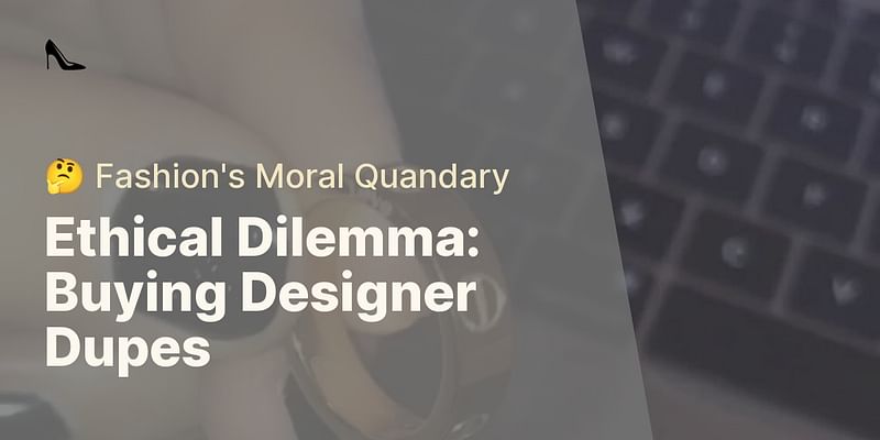 Ethical Dilemma: Buying Designer Dupes - 🤔 Fashion's Moral Quandary