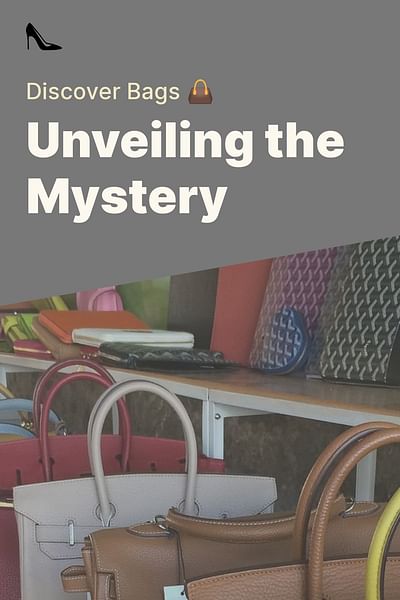 Unveiling the Mystery - Discover Bags 👜